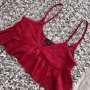 Urban outfitters lace pink crop top